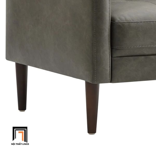 sofa giường nằm bọc da xám đậm, sofa bed bật giường thông minh cho văn phòng làm việc