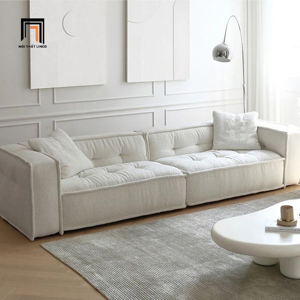 ghế sofa băng dài 2m4 vải lông cừu, sofa băng trang trí cho các cửa hàng, tiệm shop, ghế sofa văng xinh xắn