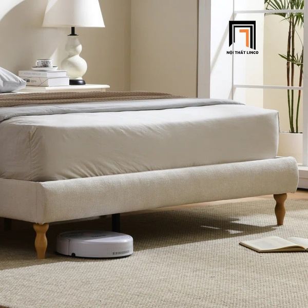 giường, giường ngủ vải nỉ màu be, giường ngủ 1m6 x 2m, giường ngủ xinh xắn, giường ngủ bọc nệm