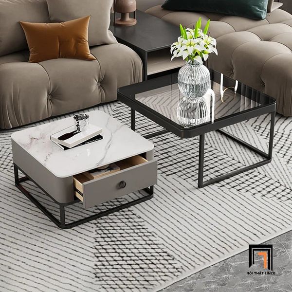 cặp bàn sofa vuông xinh xắn, cặp bàn sofa vuông kiểu dáng hiện đại cho phòng khách