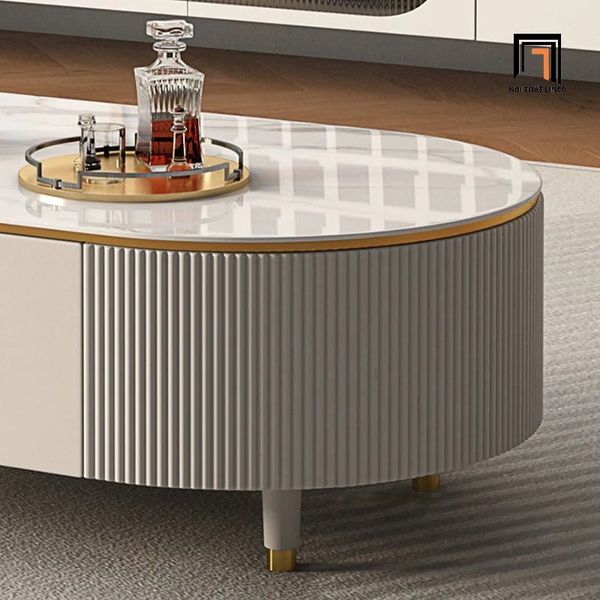 bàn trà hộc kéo trắng kiểu dáng hiện đại, bàn sofa mặt đá cho gia đình