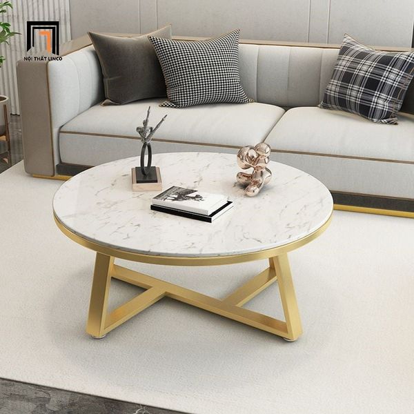 bàn trà mặt đá tròn 70cm, bàn sofa phòng khách xinh xắn cho sảnh chờ shop tiệm
