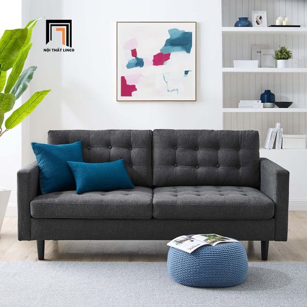sofa, ghế sofa, sofa dài 2m, sofa băng màu xám, ghế sofa băng 3 nệm ngồi, sofa băng giật nút nổi bật