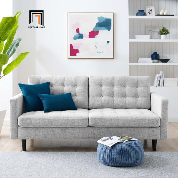 sofa, ghế sofa, sofa dài 2m, sofa băng màu xám, ghế sofa băng 3 nệm ngồi, sofa băng giật nút nổi bật