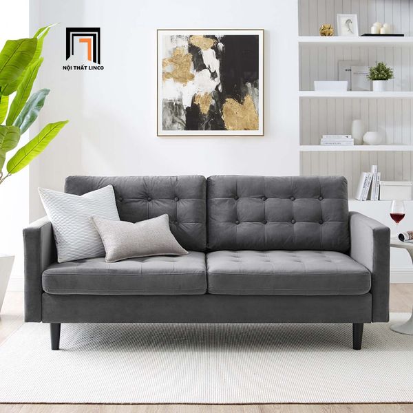 sofa, ghế sofa, sofa dài 2m, sofa băng màu xám, ghế sofa băng 3 nệm ngồi, sofa băng giật nút nổi bật