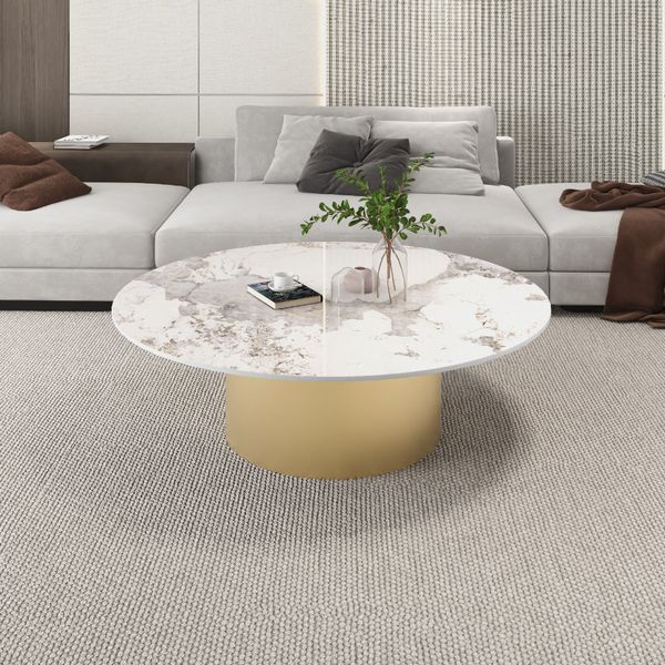 bàn sofa mặt đá ceramic tròn 70cm, bàn sofa phòng khách cao cấp