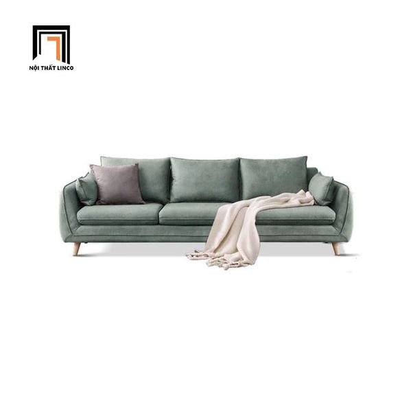 sofa góc L bọc da màu xanh mint, ghế sofa góc gia đình 3m x 1m6 phòng khách đẹp