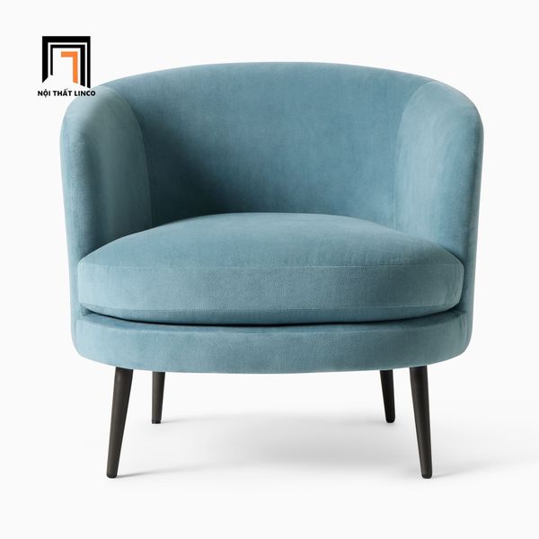 ghế sofa đơn nhỏ gọn xinh xắn, sofa đơn 1 người ngồi màu xanh dương vải nhung, sofa đơn giá rẻ