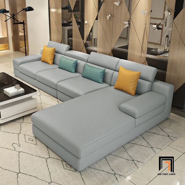 ghế sofa góc, sofa góc chữ l 3m2 x 1m8, bộ ghế sofa phòng khách gia đình diện tích lớn, sofa góc nỉ