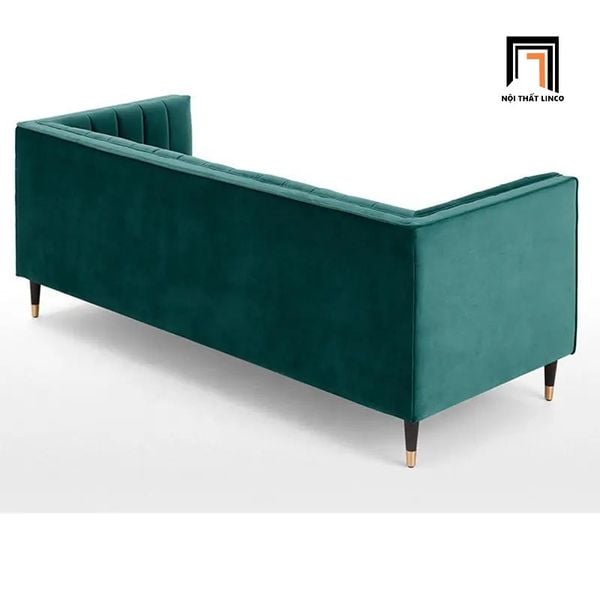 ghế sofa băng dài 2m1 sang trọng, sofa băng chia múi màu xanh lá, sofa băng cho tiệm shop đẹp