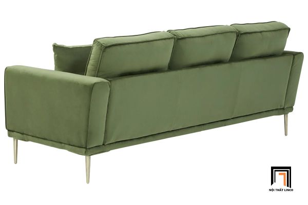 ghế sofa băng dài 2m vải nhung, sofa văng 3 nệm ngồi giá rẻ, sofa băng màu xanh lá