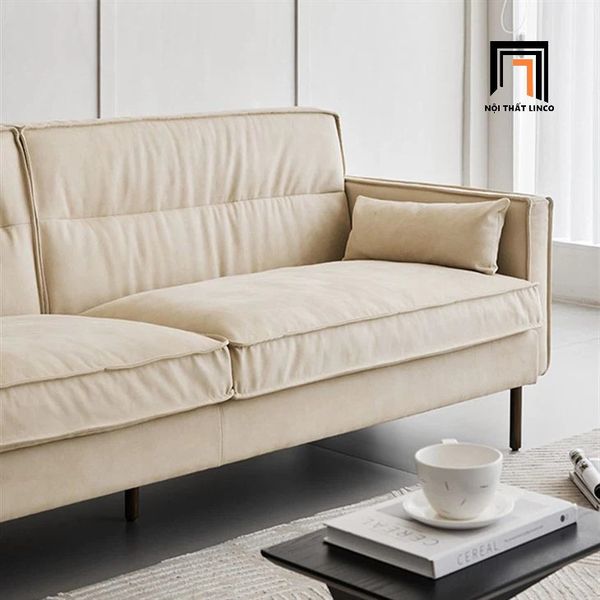 sofa băng, sofa văng, ghế sofa băng vải nhung màu be kem, sofa băng dài 2m căn hộ chung cư