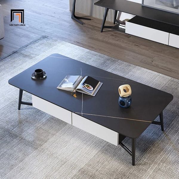 bàn sofa phòng khách mặt đá đen hiện đại, bàn sofa 1m1 x 55 cho gia đình