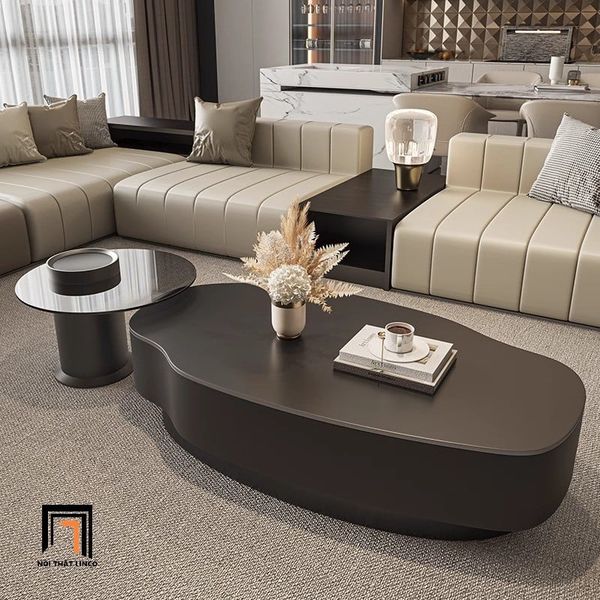 bàn sofa mặt đá kiểu cong xinh xắn, bàn trà phòng khách 1m2 x 60 sang trọng