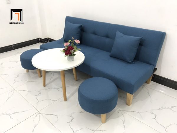 sofa giường, sofa bed, ghế sofa giường nằm, sofa giường 1m72, sofa giường vải bố, ghế sofa gấp gọn xanh dương