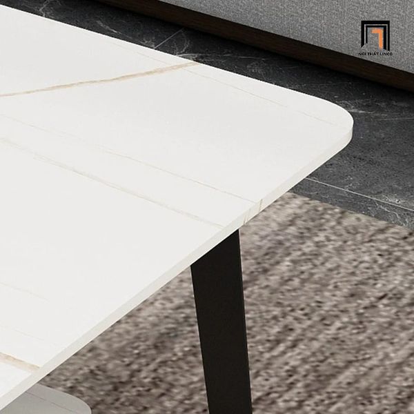 bàn sofa cao cấp mặt đá trắng 2 tầng, bàn trà phòng khách 1m1 x 55 sang trọng