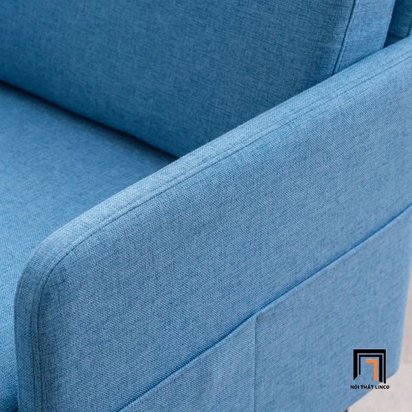 ghế sofa đơn màu xanh dương vải nỉ bố, sofa đơn giá rẻ cho phòng khách
