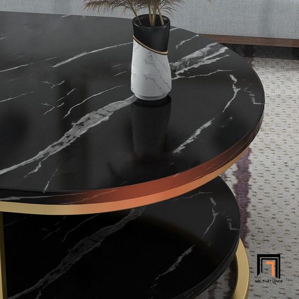 bàn sofa mặt đá oval 2 tầng 1m x 50, bàn trà phòng khách gia đình nhỏ