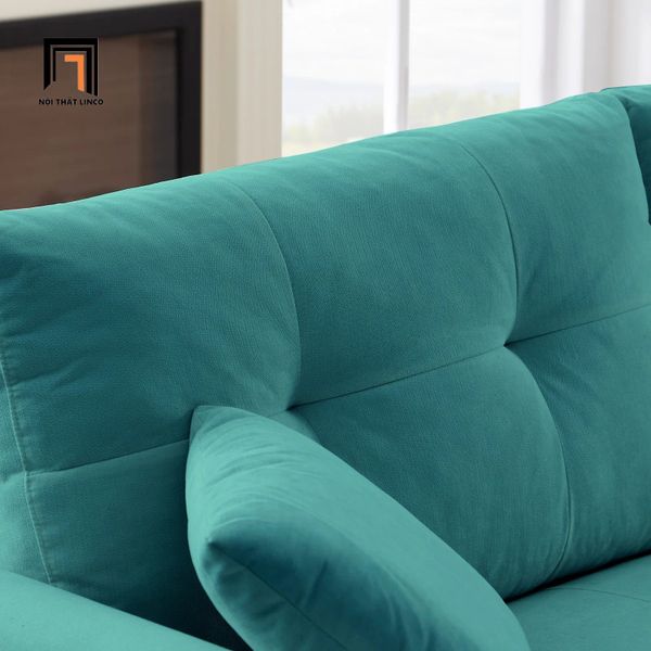 ghế sofa văng dài 1m8 nhỏ gọn, sofa băng màu xanh ngọc vải nỉ nhung xinh xắn