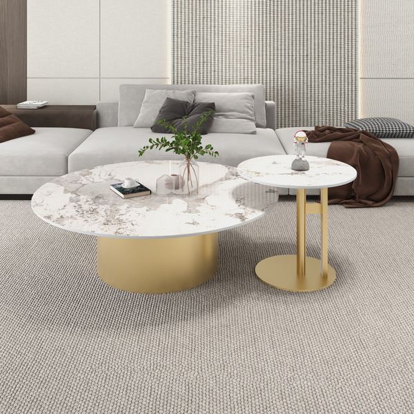 bàn sofa mặt đá ceramic tròn 70cm, bàn sofa phòng khách cao cấp