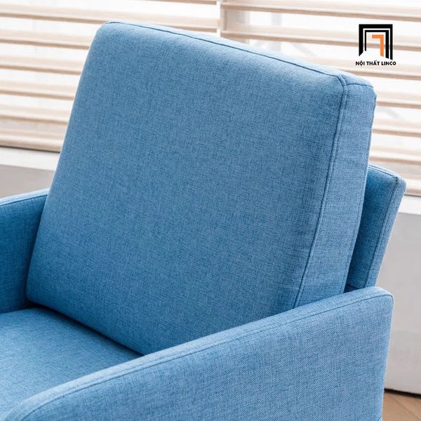 ghế sofa đơn màu xanh dương vải nỉ bố, sofa đơn giá rẻ cho phòng khách