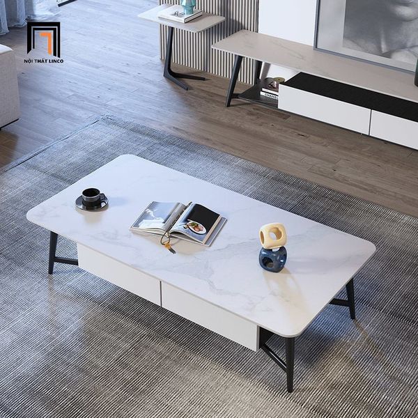 bàn sofa phòng khách mặt đá đen hiện đại, bàn sofa 1m1 x 55 cho gia đình