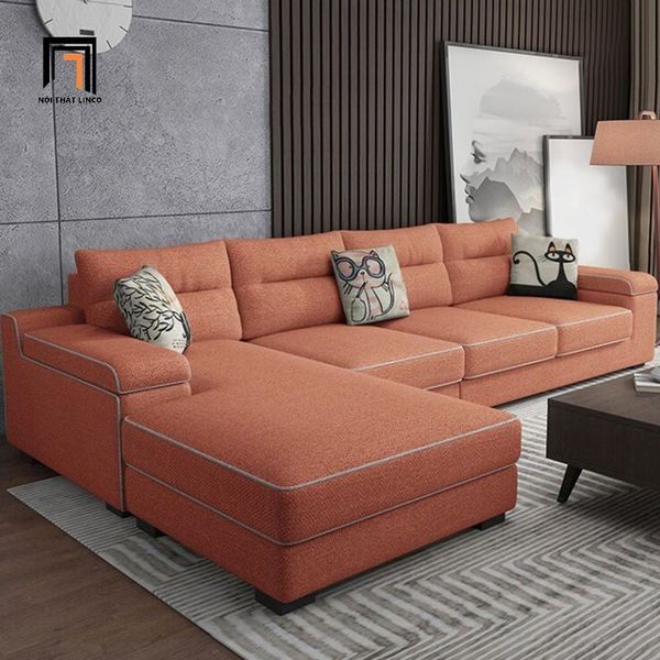 bộ ghế sofa góc chữ L 3m x 1m6, sofa góc phòng khách gia đình không gian lớn, sofa góc chạy viền nổi
