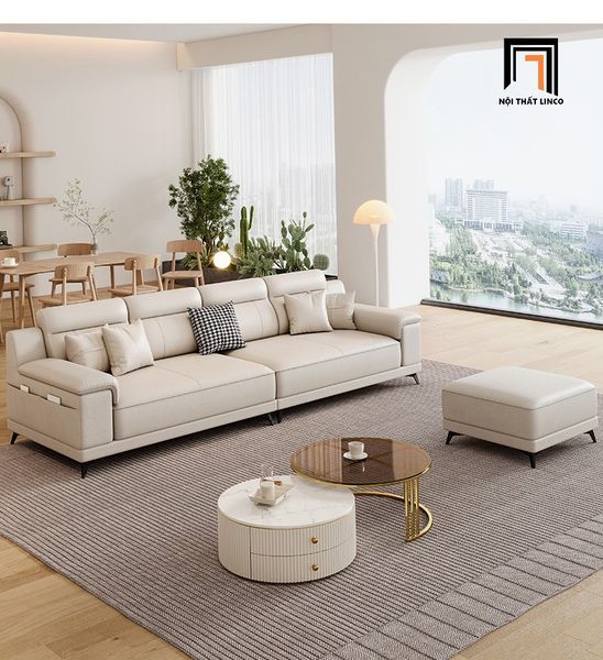 sofa, ghế sofa, sofa băng da công nghiệp, ghế sofa băng hiện đại 2m4, sofa băng da chống mực xám trắng