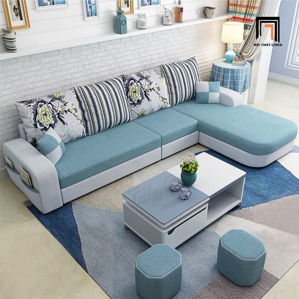 sofa góc, bộ ghế sofa góc chữ l giá rẻ, sofa góc dài 2m8 x 1m6 vải nỉ, sofa góc gia đình xinh xắn