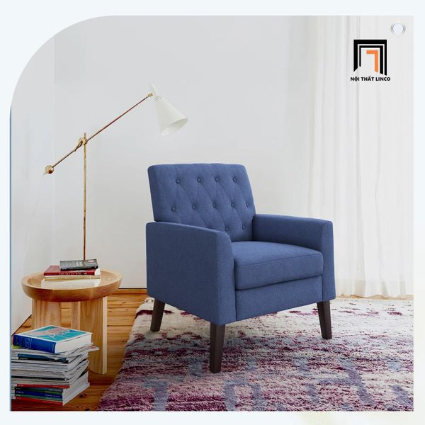 ghế sofa đơn màu xanh lá vải nỉ xinh xắn, sofa đơn giật nút đẹp phòng khách gia đình