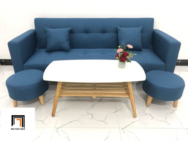 bộ ghế sofa giường giá rẻ, ghế sofa bed đa năng cho văn phòng, sofa giường dài 2m xanh dương