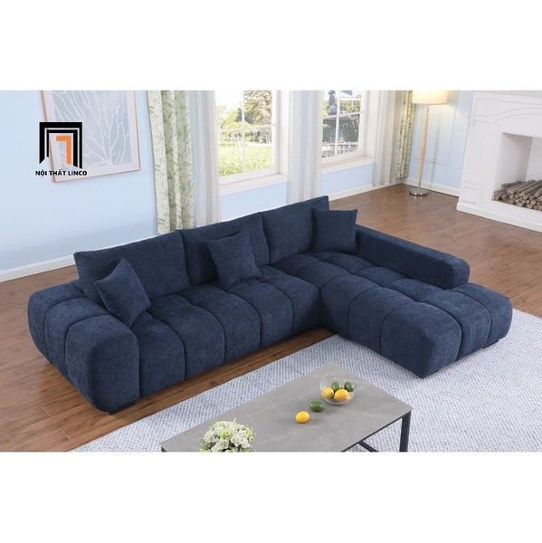 sofa góc L xám đậm vải nỉ, bộ ghế sofa góc gia đình thư giãn 2m4 x 1m6 đẹp