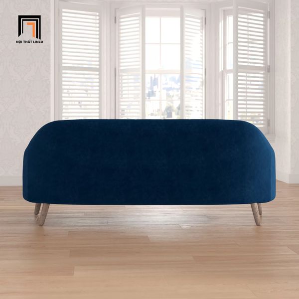 sofa văng dài 2m màu xanh dương đậm vải nhung, ghế sofa băng cho shop tiệm xinh
