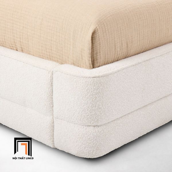 giường, giường ngủ, giường ngủ bọc nệm, giường ngủ vải lông cừu, giường ngủ giá rẻ 1m6 x2m