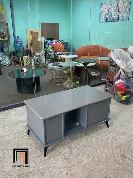 bàn sofa chữ nhật mặt đá xám, bàn trà phòng khách gia đình 1m x 50 chữ nhật