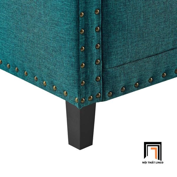 ghế sofa băng nỉ màu xanh lá, sofa văng dài 3 nệm ngồi đính nút, sofa băng giá rẻ