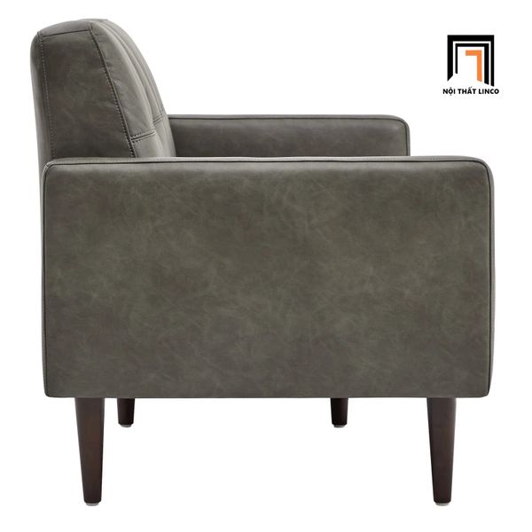 sofa giường nằm bọc da xám đậm, sofa bed bật giường thông minh cho văn phòng làm việc
