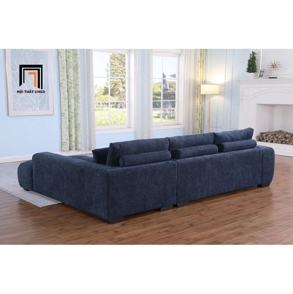 sofa góc L xám đậm vải nỉ, bộ ghế sofa góc gia đình thư giãn 2m4 x 1m6 đẹp
