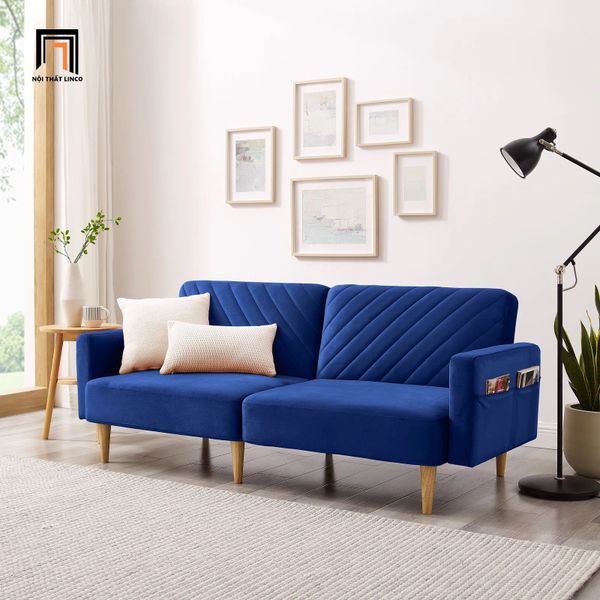 ghế sofa giường vải nhung màu xanh lá, sofa bed bật nằm sang trọng dài 1m9