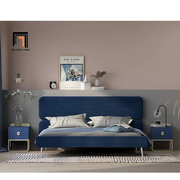 giường ngủ kiểu dáng basic màu đen vải nỉ, giường ngủ 1m6 x 2m giá rẻ sang trọng