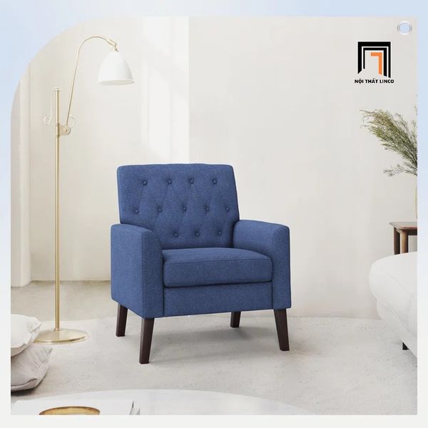 ghế sofa đơn màu xanh lá vải nỉ xinh xắn, sofa đơn giật nút đẹp phòng khách gia đình