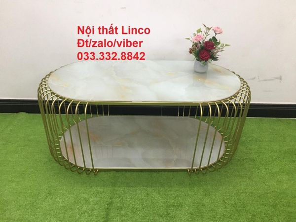 bàn sofa phòng khách gia đình mặt kính 2 tầng, bàn trà giá rẻ kính giả đá 1m x 50