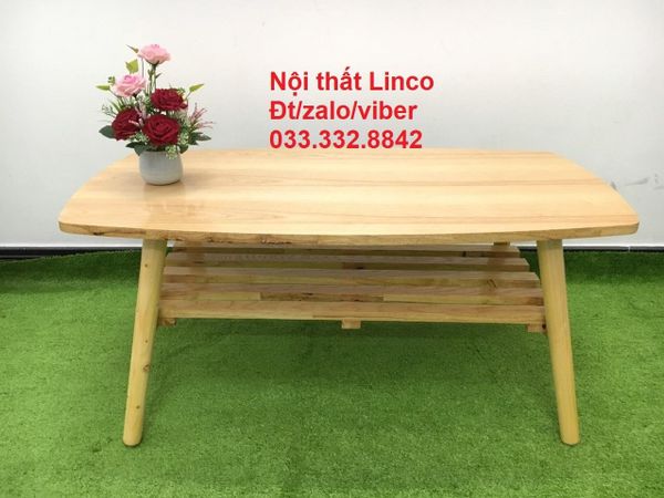 bàn sofa gỗ cao su tự nhiên, bàn trà 1m x 50 giá rẻ chân gập