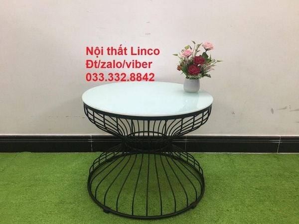 bàn sofa phòng khách mặt kính cường lực 60cm, bàn trà gia đình xinh xắn kiểu dáng đồng hồ cát