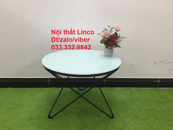 bàn sofa mặt kính xinh xắn, bàn trà mặt kính 60cm cho căn hộ chung cư