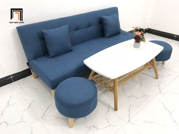 sofa giường, sofa bed, ghế sofa giường nằm, sofa giường 1m72, sofa giường vải bố, ghế sofa gấp gọn xanh dương