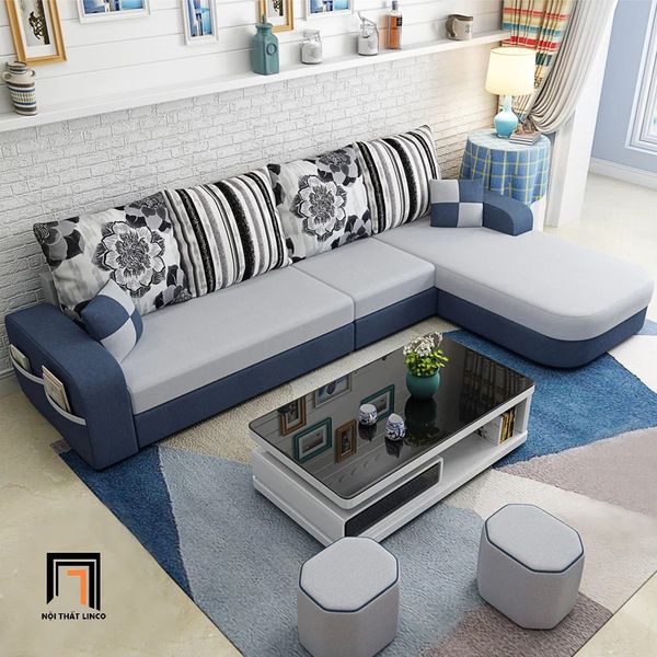 sofa góc, bộ ghế sofa góc chữ l giá rẻ, sofa góc dài 2m8 x 1m6 vải nỉ, sofa góc gia đình xinh xắn