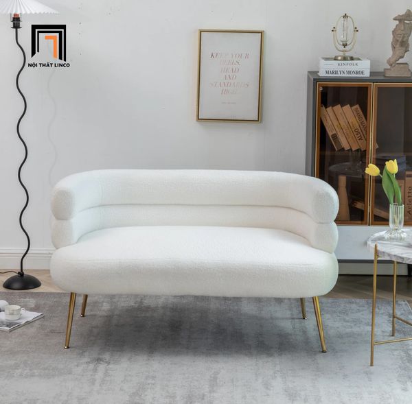 bộ ghế sofa vải lông cừu, set ghế sofa xinh cho shop tiệm trang trí