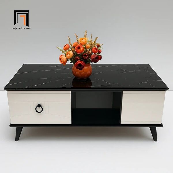 bàn trà phòng khách mặt kính đen giả đá, bàn sofa 1m x 50 giá rẻ