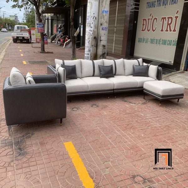 bộ ghế sofa phòng khách sang trọng, set ghế sofa phối màu da công nghiệp đẹp